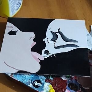 Black and White Silhouette Painting